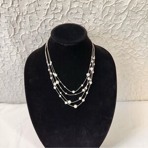 Vintage Women's Necklace Silver Ton Beaded Holidays Classic Fashion Jewelry